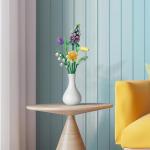 Kunstbloemen, bouwset, bloemen, planten, boeket, namaakbloemen voor decoraties, decoratie, bloemen, rozen, volwassenen, als cadeau, doe-het-zelf geschenken, baksteenbloemen (paars 