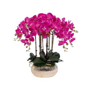 Kunstblumen Künstliches Blumenset, Phalaenopsis mit Pflanzgefäß, Kunstblume für Wohnzimmer, Simulationsblume, Heim-, Tisch- und Bürodekoration für jeden Anlass