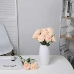 Kunstmatige Zijde Roos Bloem Enkele Stam Levensechte Nep Roos voor Bruiloft Boeket Bloemenarrangementen Huis Feest Bloemstuk Decoratie, 10 stuks (Champagne)