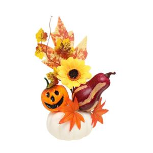 Halloween-Kürbisse, Ahornblätter, Ornament, Herbsternte, Dekor, neuartiges dekoratives Handwerk, Esstisch-Mittelstück für Geschäft und Büro, Style C