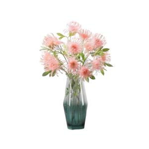 Kunstblumen Künstlicher Nadelkissenstrauß für den Innenbereich – Simulationsblumen aus Kunststoff mit Glasvase für Wohn- und Schlafzimmerdekoration für jeden Anlass