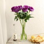 Kunstmatige Zijde Roos Bloem Enkele Stam Levensechte Nep Roos voor Bruiloft Boeket Bloemenarrangementen Huis Feest Bloemstuk Decoratie, 10 stuks (Paars)