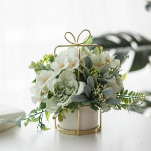 Simulierte Blumenornamente, Blumenarrangements for Wohnzimmer, Couchtisch Und Restaurant, Blumensträuße, Mit Ständer(Groen)