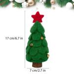 Mini-kerstboom, 17 cm, vilt met houten basis, kunstkerstversiering, miniatuur, dennenboom, tafeldecoratie, kleine kerstversiering, decoratie, geschenken, kerstdecoratie om te knuts