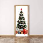 Waterdicht 15.2x39.4in Muurschildering Muursticker, Verwijderbare Raamsticker, voor Kerstversiering Eetkamers Slaapkamers Salons Showcase Decoratie(Christmas tree door stickers)
