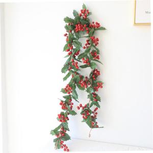 5St Rattan-Dekoration Dekoration für Weihnachtsfeiern roter Beerenkranz Weihnachtsgirlande tannen girlanden SIM Anlage Christbaumschmuck Szenenlayout-Dekor Rattan-Anhänger Plasti