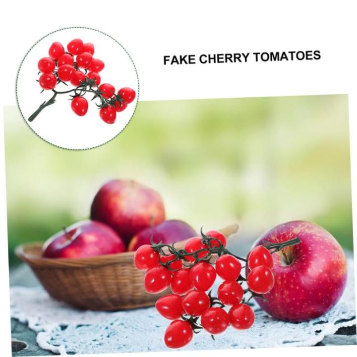 12 STK Simulierte Kirschtomaten Kirschtomatenmodell Gefälschte Kirschtomaten Schmücken Mini-Cherry-Tomaten Simulation Kirschtomaten Zuhause Gefälschte Fruchtstütze PVC Rot