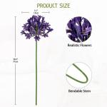 5 stuks kunstbloemen, sierlelie als echte kunstmatige agapanthus, bloemen, 75 cm lengte, lentebloemen, paars, decoratieve bloemen voor bloemstuk, thuis, resto, kantoor, decoratie