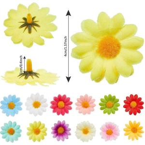 100 Stuks Zijdebloemen Decoratieve Bloemen Daisy Bloemkoppen Voor Doe-het-zelf Knutselen, Bruiloft, Feest, Woondecoratie (4 cm)