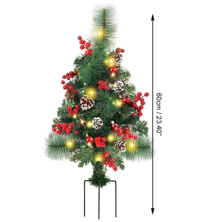 Holiday Planter Filler, Artificial Christmas Urn Filler, Faux Christmas Flowers for Outdoor Planters, Lighted Artificial Christmas Pre-lit Decorations with Tripod Stake, Pot Filler