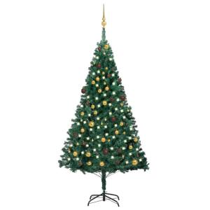 Künstlicher Weihnachtsbaum mit Beleuchtung & Kugeln Grün 210 cm, Tannenbaum Künstlich, Christmas Tree, Tannenbaum Deko, Weihnachtsbäume, Christbaum - 3077537