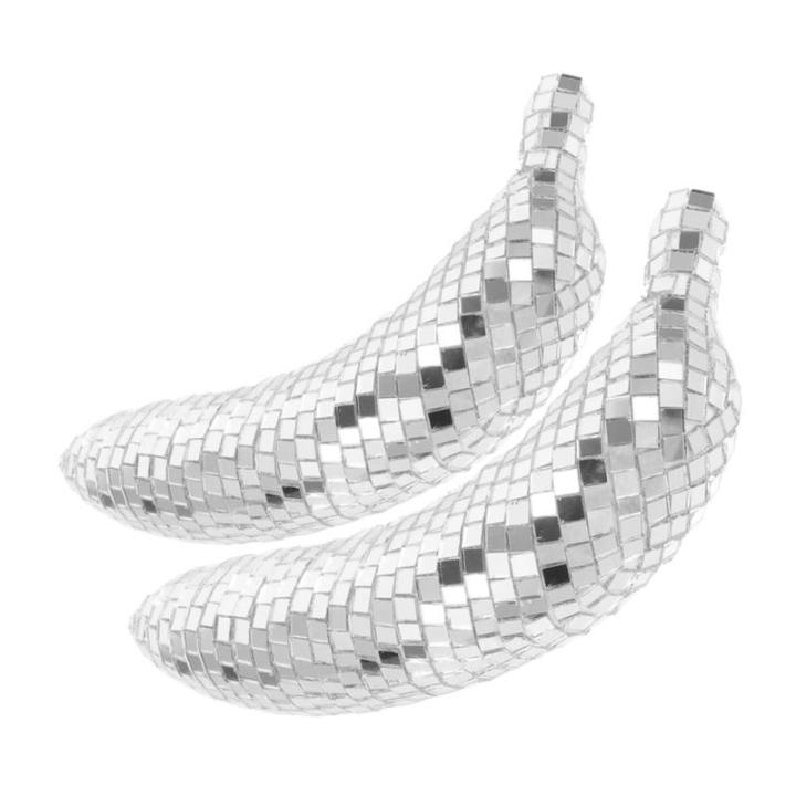 4 Stück Disco-Banane Gefälschte Banane Reflektierendes Disco-Ornament Reflektierende Discokugel Hängende Discokugel Bühnenbeleuchtungskugel Bananenverzierung Bananenfigur Glas