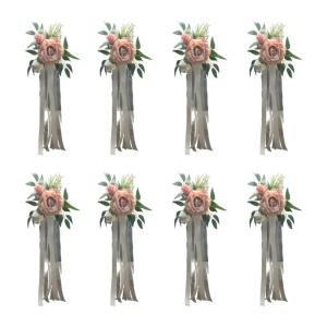 6 Stück Hochzeitszeremonie Ornamente Raffinierte Stuhlverzierungen Mit Künstlichen Blumen Kirchenbänken Blumen