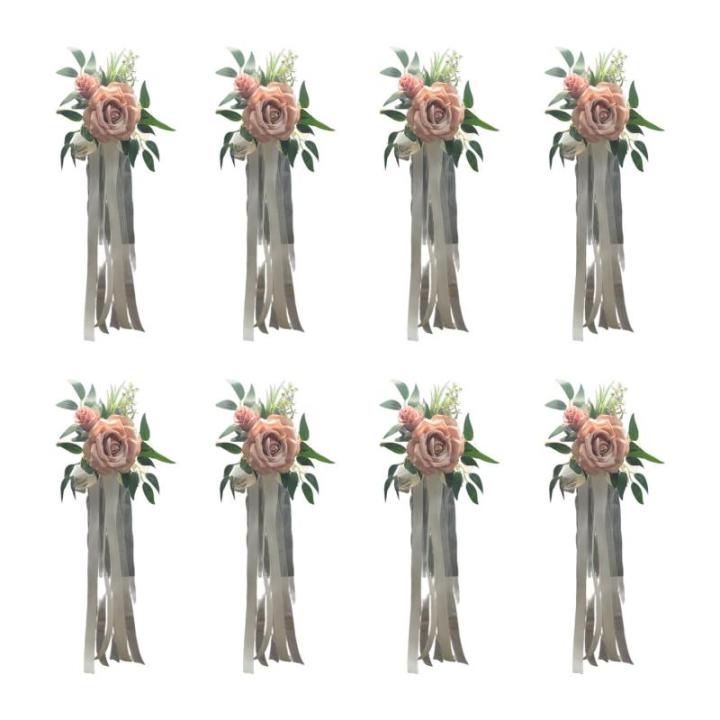 6 Stück Hochzeitszeremonie Ornamente Raffinierte Stuhlverzierungen Mit Künstlichen Blumen Kirchenbänken Blumen