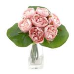 Peony Pioenrozen, boeket met 7 bloemen, 3 bladen, verschillende kleuren -