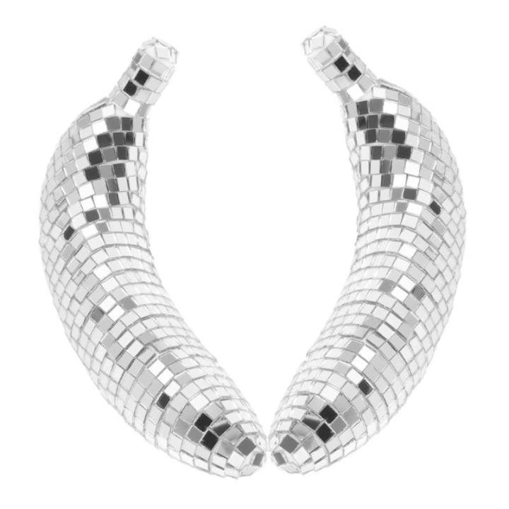 4 Stück Disco-Banane Gefälschte Banane Reflektierendes Disco-Ornament Reflektierende Discokugel Hängende Discokugel Bühnenbeleuchtungskugel Bananenverzierung Bananenfigur Glas
