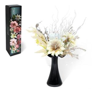 als echt groot boeket, wit, dahlia, bamboebladeren, keizerbloem met stelen, bloemstukken, bruiloft, boeket voor doe-het-zelf thuis, tuin, bruiloft, festival, decoratie