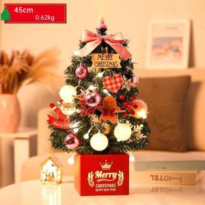 Mini Weihnachtsbaum Künstlich mit LED Beleuchtung Künstlicher Weihnachtsbaum Klein für Weinachtsdekorationen Tischplatte Tannenbaum Geschmückt Tisch Weihnachtsbaum mit Ornament