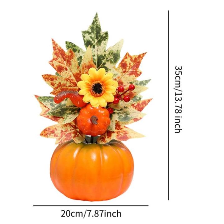 Halloween-Kürbisse, Ahornblätter, Ornament, Herbsternte, Dekor, neuartiges dekoratives Handwerk, Esstisch-Mittelstück für Geschäft und Büro, Style D