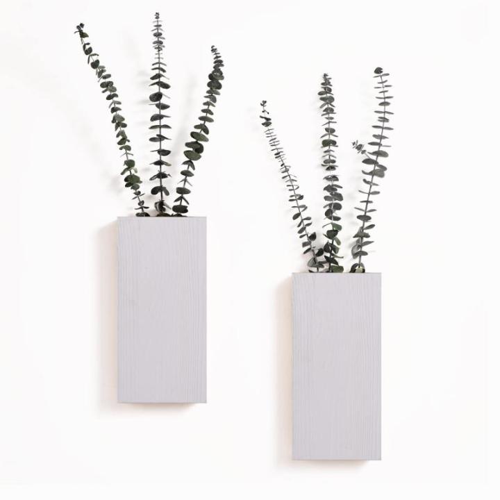 2 stuks houten wandplantenbak voor kamerplanten en gedroogde bloemen, wandhangende houten zak, moderne boerderijwanddecoratie voor woonkamer, slaapkamer, badkamer, thuiskantoor (wi