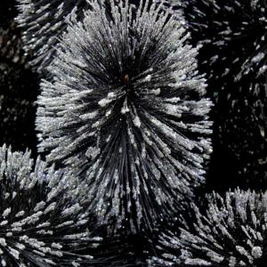 Schwarzer Weihnachtsbaum, künstlicher, beflockter Pop-Up-Weihnachtsbaum, Dekoration für den Außenbereich, Bleistift-Weihnachtsbaum aus Seide mit Metallständer für kleine Orte,