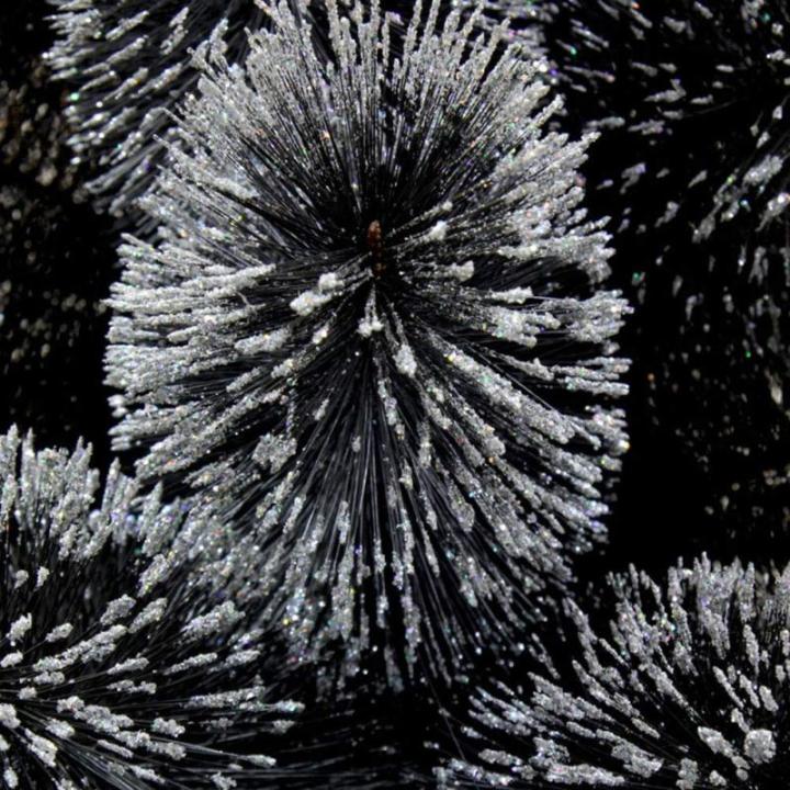 Schwarzer Weihnachtsbaum, künstlicher, beflockter Pop-Up-Weihnachtsbaum, Dekoration für den Außenbereich, Bleistift-Weihnachtsbaum aus Seide mit Metallständer für kleine Orte,