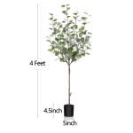 Eucalyptus Kunstplant, 120 cm, eucalyptus, decoratie voor binnen en buiten, moderne decoratie, , plastic planten in pot, voor thuis, slaapkamer, kantoor, tuin (1 stuks)