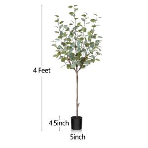 Eucalyptus Kunstplant, 120 cm, eucalyptus, decoratie voor binnen en buiten, moderne decoratie, , plastic planten in pot, voor thuis, slaapkamer, kantoor, tuin (2 stuks)