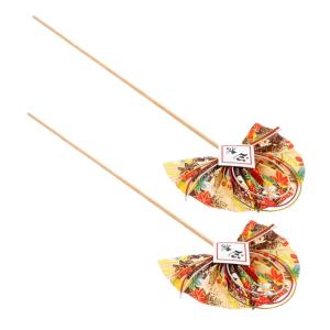 2st Blumenstab Japanische Accessoires Cupcake-Kuchen-Picks DIY-Fan-Pick Japanisches Dekor Dekorative Blumenpflücker Künstliche Blumenstiele Japanische Cupcake-Topper Plastik Gold