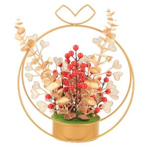 künstlicher Blumenkorb künstliche rote Beeren Hochzeitsornament Wohndekoration Verlobungsornament künstliche blüten büro Dekoration Neujahrsgeschenk Desktop-Dekor Eisen
