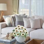 Kunst Blumen 20 Stück Künstliche Sonnenblumen Kunstblumen Deko Einzelstiel wie Echte Fake Sunflower Kunstpflanze für Hochzeit Blumensträuße Garten Tischdeko 1509