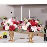 Kunstbloemkoppen, rozen, pioenrozen, dahlia's, bloemhoofden, zijden bloemen, voor feest, doe-het-zelf, bruid, bruiloft, bloemstukken, combo decoratie (wijnrood)