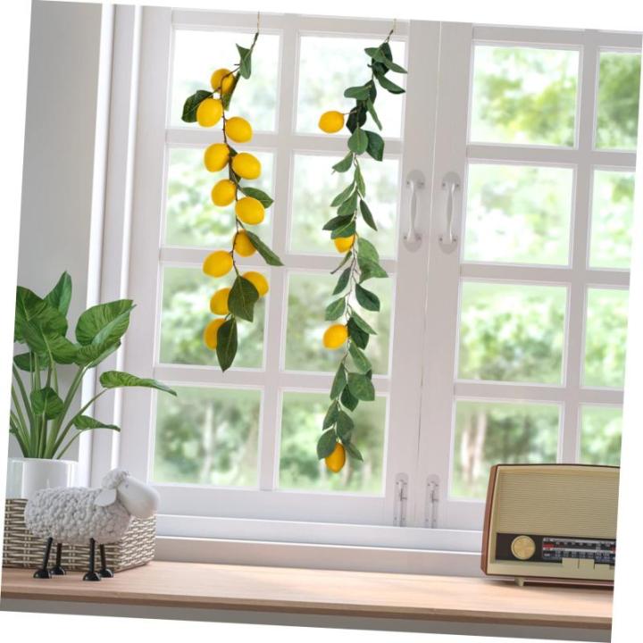 8 STK Simulation Zitronenrattan grüne Girlandenhochzeit Herbstdeko für zu Hause kunstplflanze Artificial Plant Dekor Eukalyptusgirlande Zitronengirlande Sommerdeko Plastik Yellow