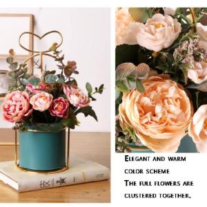 Kunstblumen Künstliche Blumen mit Topf, tragbare Blumenarrangements Kunstpflanze für Zuhause, Hochzeit, Party, Büro, Herzstück, Dekoration für jeden Anlass