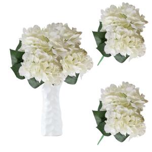 Hortensia 1111 Kunstbloemen, 72 stuks, hortensia, kunstbloemen, realistisch boeket voor bruiloften, feesten, kantoor, woondecoratie, wit