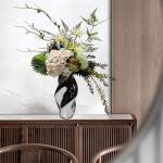 Kunstblumen Leichter Luxus-Esstisch, Florale Kunst – Seidenstoff und Silikon, Schlichter grüner Simulationsblumenstrauß für Wohnzimmer für jeden Anlass