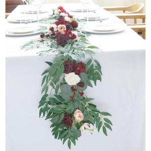 Künstlicher Blumenkranz, Weinrot, Champagner, Rattan-Girlande, Ornament für Tischdekoration, Hochzeitsbogen, Kranz, Wanddekoration, Geschenk
