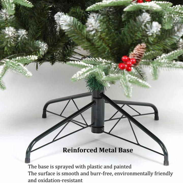 Weihnachtsbaum mit Tannenzapfen und Beeren, schneebedeckter künstlicher Weihnachtsbaum mit PVC-Zweigspitzen, einfache Montage mit Metallsockel für Zuhause, Büro, Partydekoration