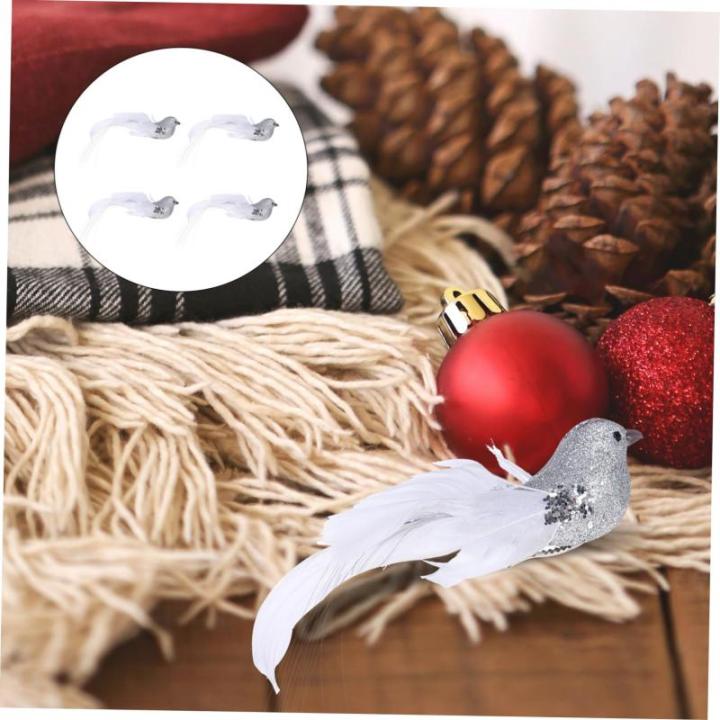4 Stück künstlicher Vogel gefälschte Vögel zum Basteln Weihnachtsvögel Dekoration Urlaub rote Vögel künstliche blüten Artificial Tiermodell künstliche Vögel Schaum Silver