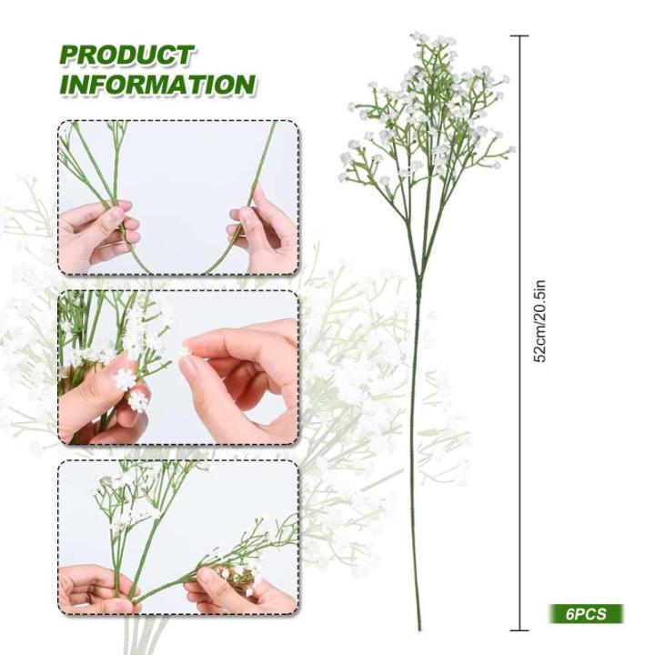Gypsophila Kunstmatige Gypsophila , 6 stuks, voor bruiloft, huisdecoratie