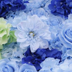 Blaue Simulierte Hochzeitsblumenwand, Blumenarrangement, Blumen-Wandpaneel-Set, Künstliche Wand, Blumen-Hintergrund, 3D-Seide, Hortensie, Rose, Blumenpaneel Für Fotohintergrund, 