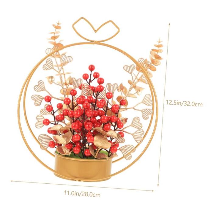 künstlicher Blumenkorb künstliche rote Beeren Hochzeitsornament Wohndekoration Verlobungsornament künstliche blüten büro Dekoration Neujahrsgeschenk Desktop-Dekor Eisen
