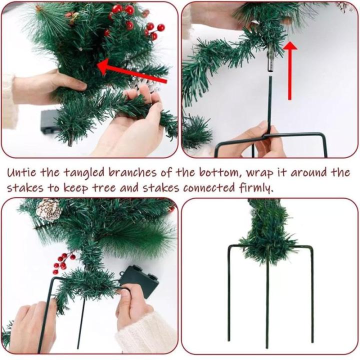 Holiday Planter Filler, Artificial Christmas Urn Filler, Faux Christmas Flowers for Outdoor Planters, Lighted Artificial Christmas Pre-lit Decorations with Tripod Stake, Pot Filler