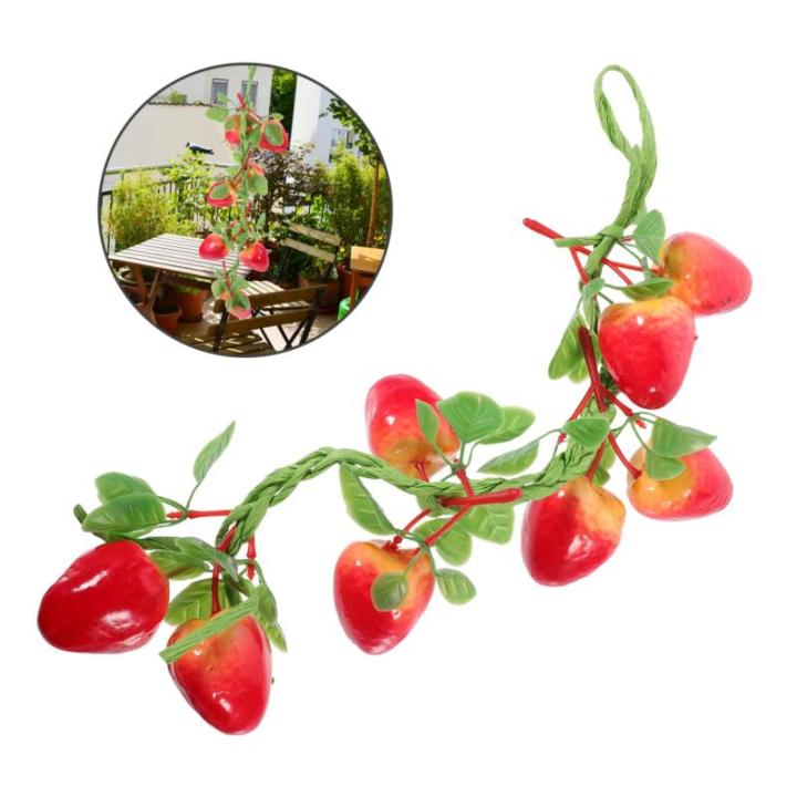 2st Simulierte Erdbeere Gefälschte Erdbeerrebe Gefälschte Fruchtgirlandenrebe Garten-kunstobst Erdbeer-Foto-Requisiten Lebensechte Fruchtgirlandenrebe Wandschmuck Rot Styropor