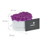 Rozenbox hart, 18 rozen, stabiele bloemenbox, wit, 10 jaar houdbaar, cadeau-idee, decoratieve bloemenbox, paars