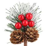 20 x decoratieve tak met lariksappels, rode bessen en boomnaalden - strooidecoratie Kerstmis - decoratieve tak voor kransen en bloemstukken (20 stuks - rode bessen wit)