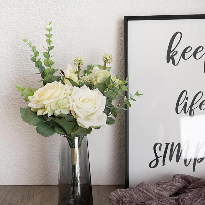 Kunstbloemen, rozen, witte roos, kunstbloemen, zijden bloemen, boeket, boeket voor huis, keuken, tafel, centerpieces, bruiloft, arrangenment, indoor, outdoor decoratie