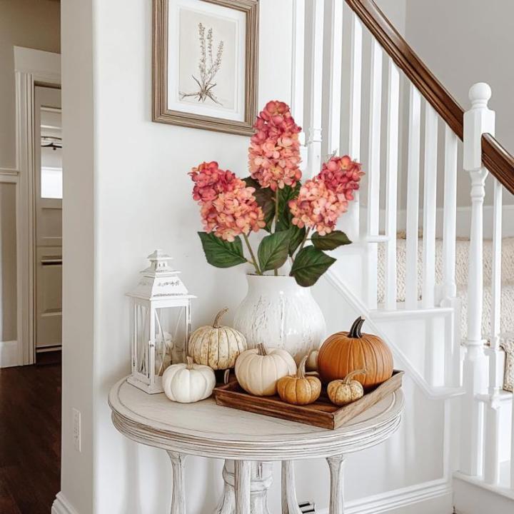 3 STKS Herfst Nep Hortensia Zijde Bloemen 27,5 inch Hoge Kunstmatige Hortensia, Rose Roze Kunstbloem Zijde Hortensia Lange Stengel voor Bloemstuk Herfst Decoraties