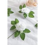 25 stks Echt uitziende Nep Rose Hoofd, Faux Bloemen Realfor DIY Bruiloft Boeketten Centerpieces Arrangementen Party Home Decorations, Wit