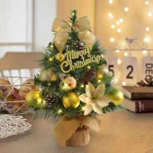Kleiner Weihnachtsbaum mit Beleuchtung Mini Weihnachtsbaum Klein Geschmückt LED Tisch Tannenbaum Künstlich Klein mit Lichterkette Weihnachtsbäume mit Weihnachtsdeko DIY Tischdek